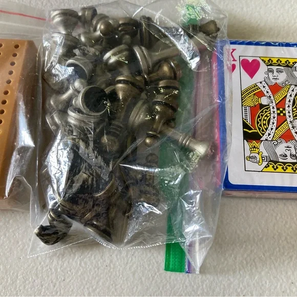 Vintage Wooden Combination Game Set Checkers Chess Backgammon Cribbage Dice - Picture 2 of 9